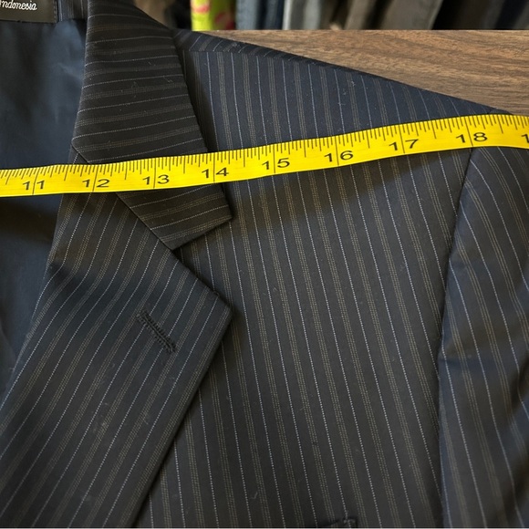 ❤️ Lauren Ralph Lauren Dark Gray Striped Wool Blazer 40R - Picture 6 of 10